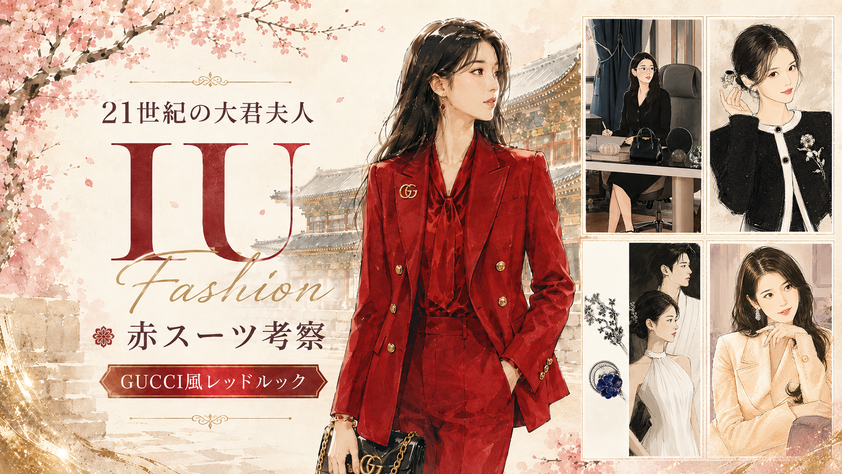 21世紀の大君夫人】IU衣装ブランドまとめ｜GUCCIのレッドスーツから360 