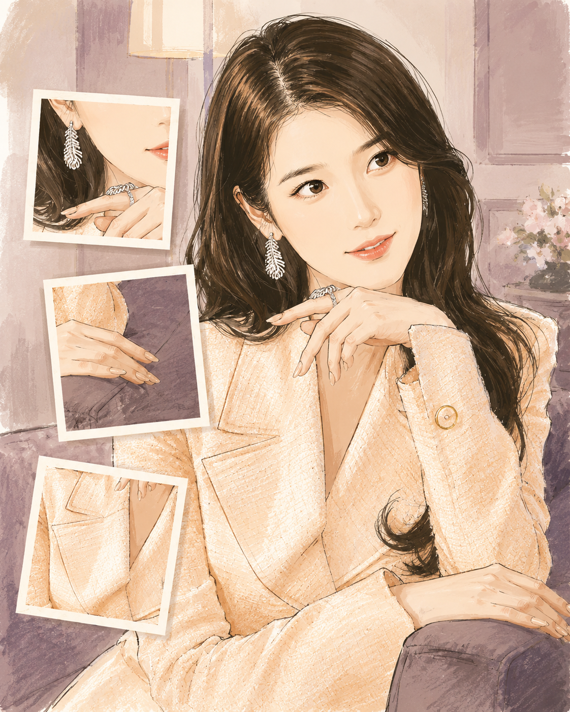 21世紀の大君夫人 ヒジュ IU ベージュジャケット ブシュロン Boucheron イヤリング